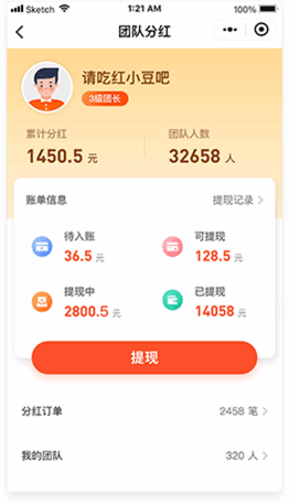 团队分红主页面